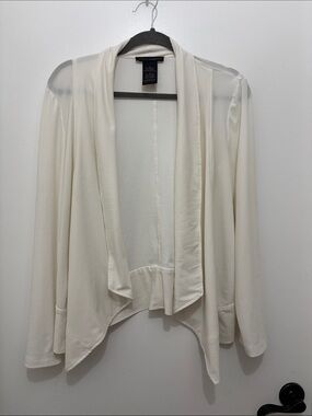 Sz M Grace Elements Ivory Open Front Draped Cardigan